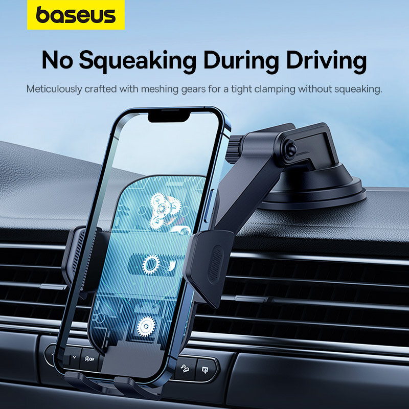 

Baseus UltraControl Go Series Clamp-Type Car Phone Holder Car Dashboard/Window Mount Stand with Strong Suction Cup & Dam