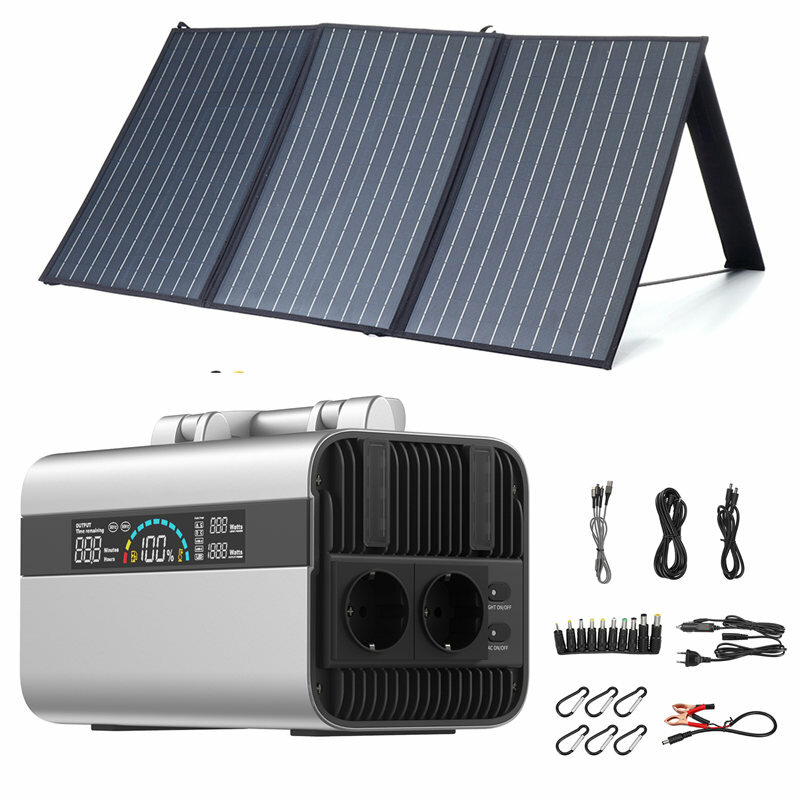 XMOND XD-SP2 100W 18V Solar Panel With 600W 156000mAh Portable Power Station 220V 50Hz Solar Generator Emergency Power Supply Set For Camping Travel
