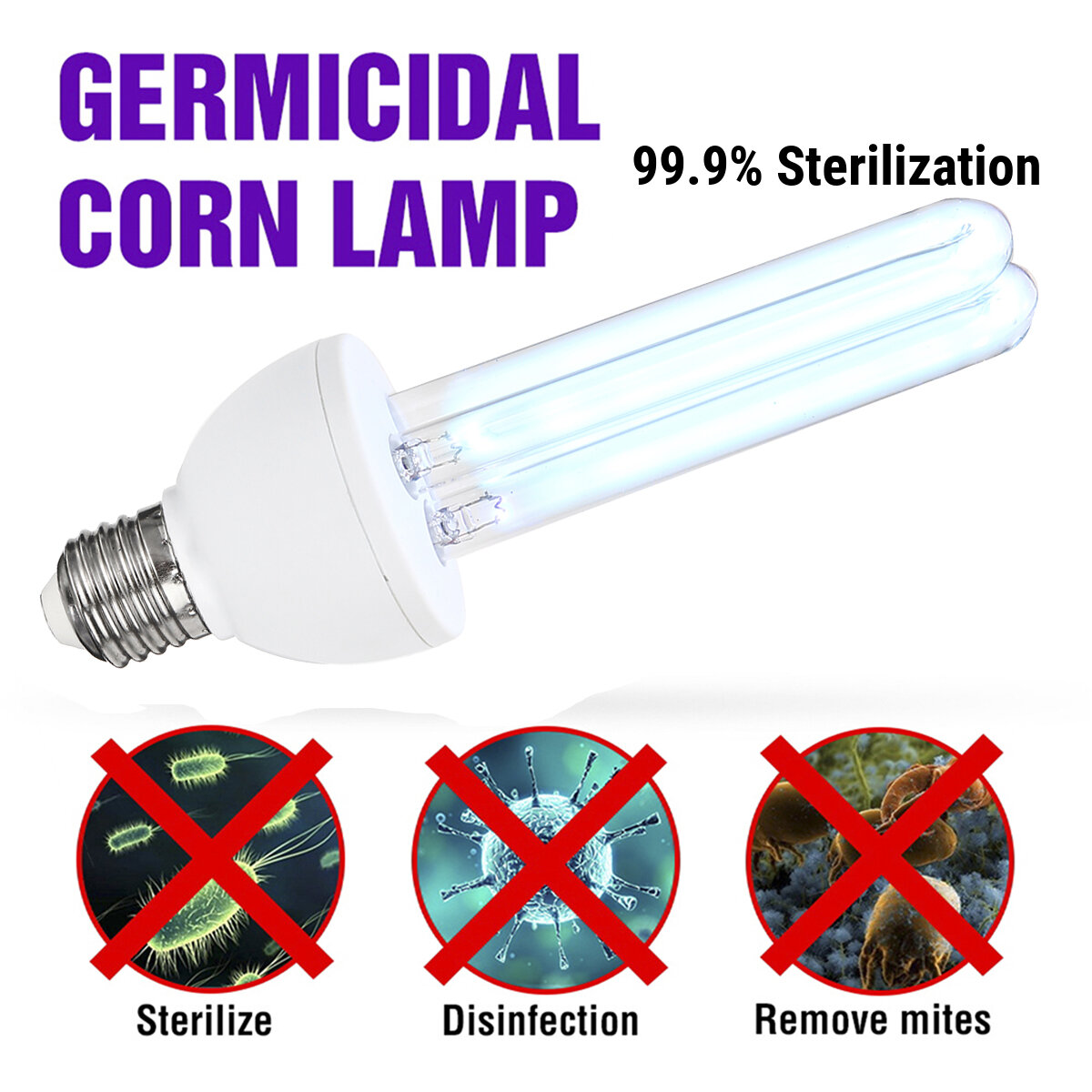 

E27 20W UV Germicidal Lamp 254nm UVC LED Bulb Disinfection Sterilizer Light for Home Hotel Indoor 110V/220V