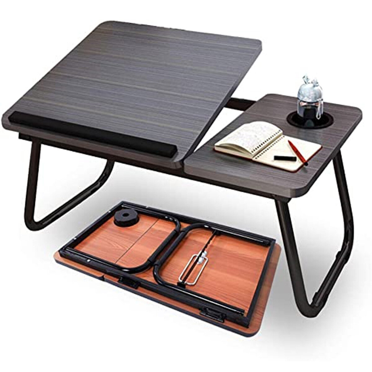 ベッドの折りたたみスタンドデスク、持ち上げ式ラップトップテーブル、安定した滑り止めの屋内ベッド寮テーブル