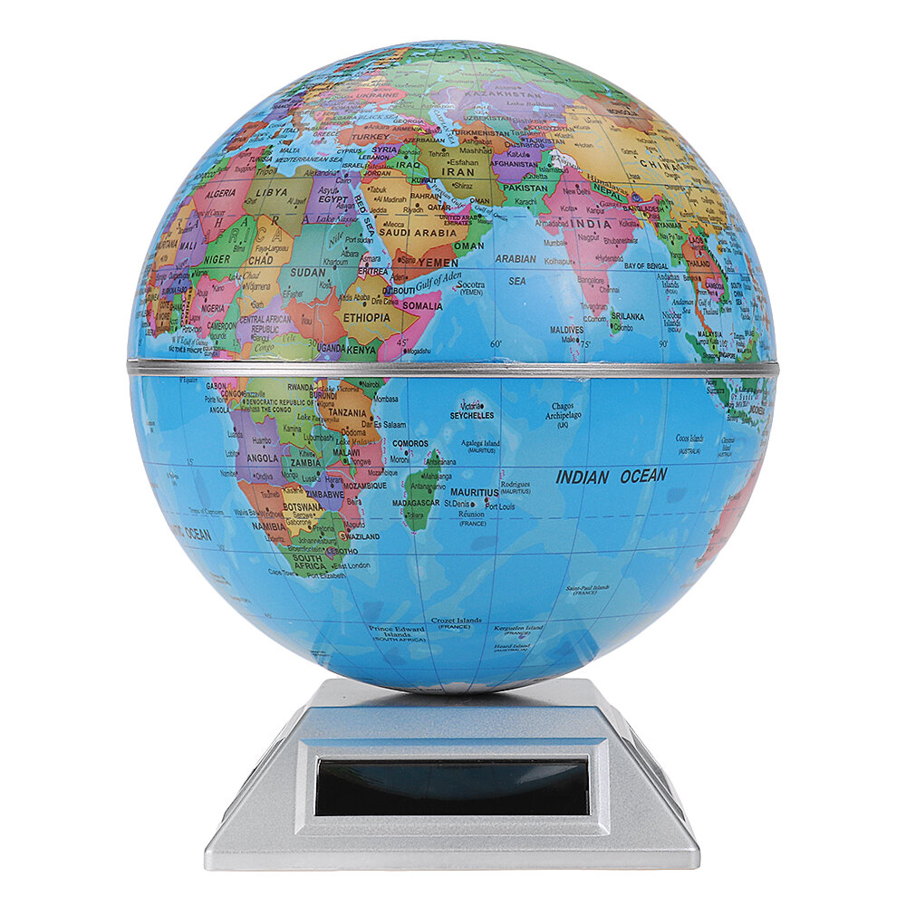 

Solar Automatic Rotating Globe Decorative Desktop Earth Geography World Globe Base World Map Education Gift w/ Base