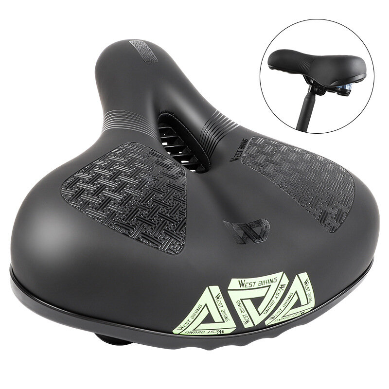 

WEST BIKING Thicken Widen Bicycle Saddle Breathable Shock-absorbing Road MTB Bike Seat Reflective Soft Pad Cushion For B
