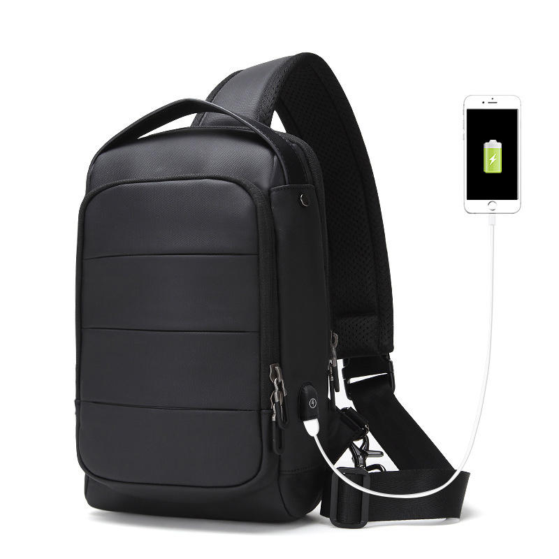 IPRee® Männer Anti-Diebstahl USB Umhängetasche Wasserdichte Brusttasche Freizeit Schulter Laptoptasche
