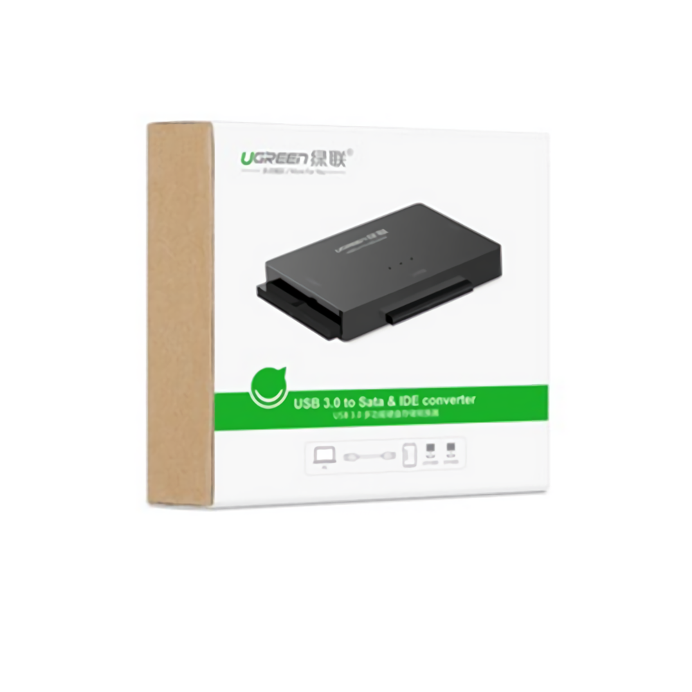 UGreen USB 3.0 To IDESATA外付けハードドライブコンバーターケーブルハードドライブアダプター（12V電源アダプター付き）