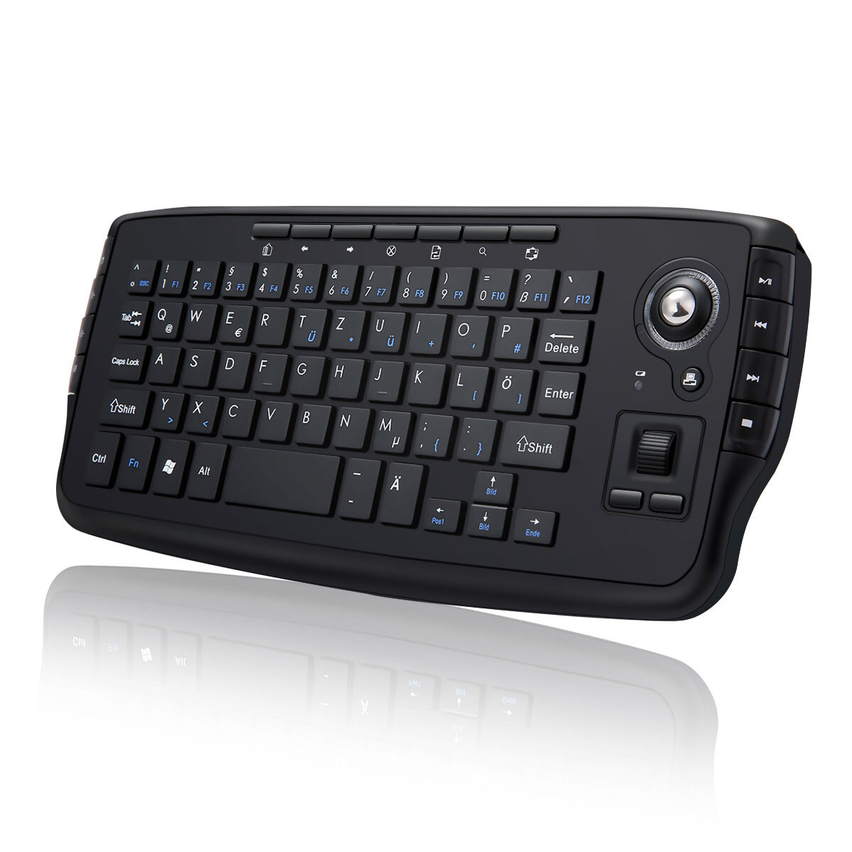 Bestrunner Mini Wireless Air Keyboard 2-In-1 Mouse Scroll Wheel German Keyboard with Optical Trackball for Mini PC Android
