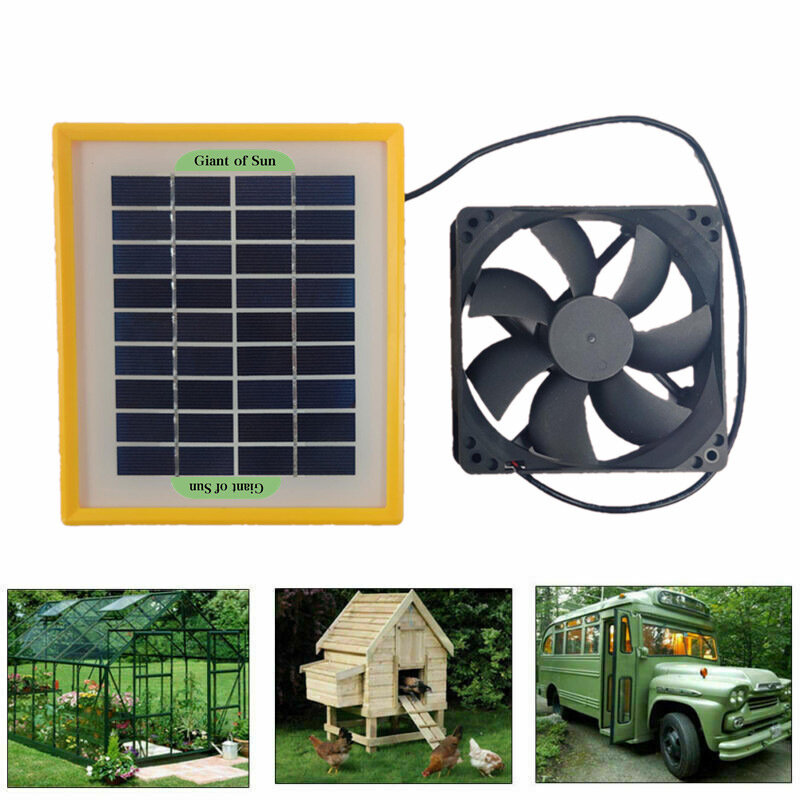Panel solar de 10V 20W al aire libre + ventilador de escape Panel solar de alta conversión para invernadero RV Camping Tienda
