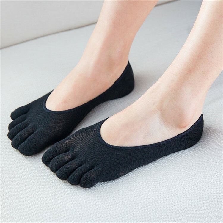 Women breathable anti-skid half toe yoga socks cotton soft invisible ...
