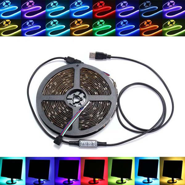 0512345M Non Waterproof USB RGB SMD5050 LED Strip Light TV Background Lighting Lamp Kit DC5V