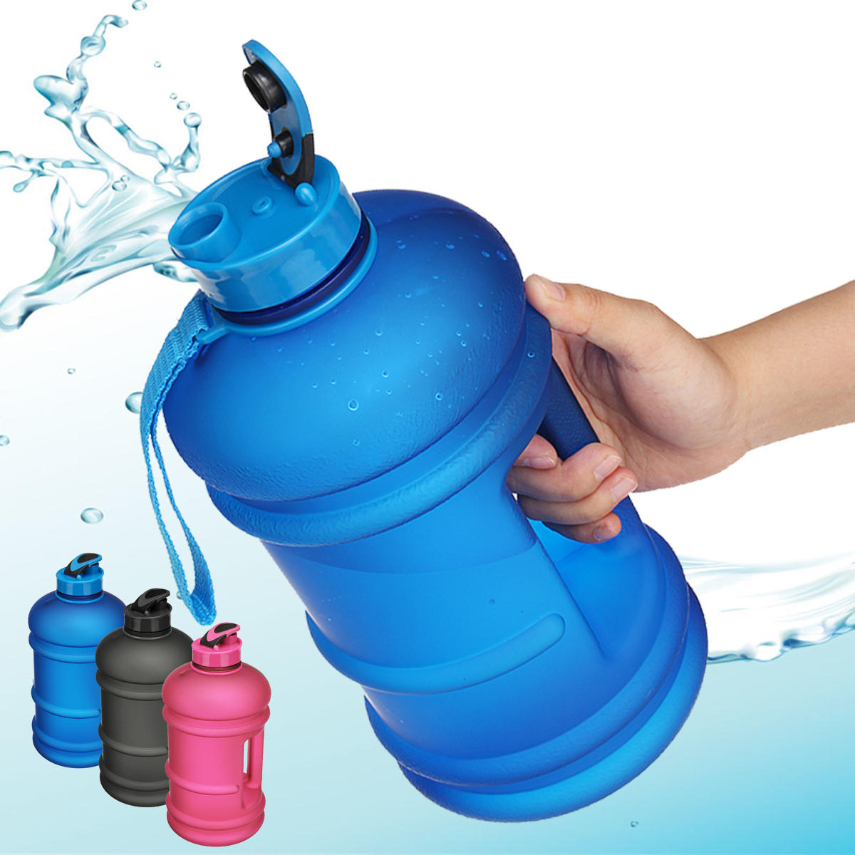 Bottiglia d'acqua portatile per sport all'aria aperta da 2.2L Idoneità Gym Bollitore per bicipite con manubri campeggio Escursionismo