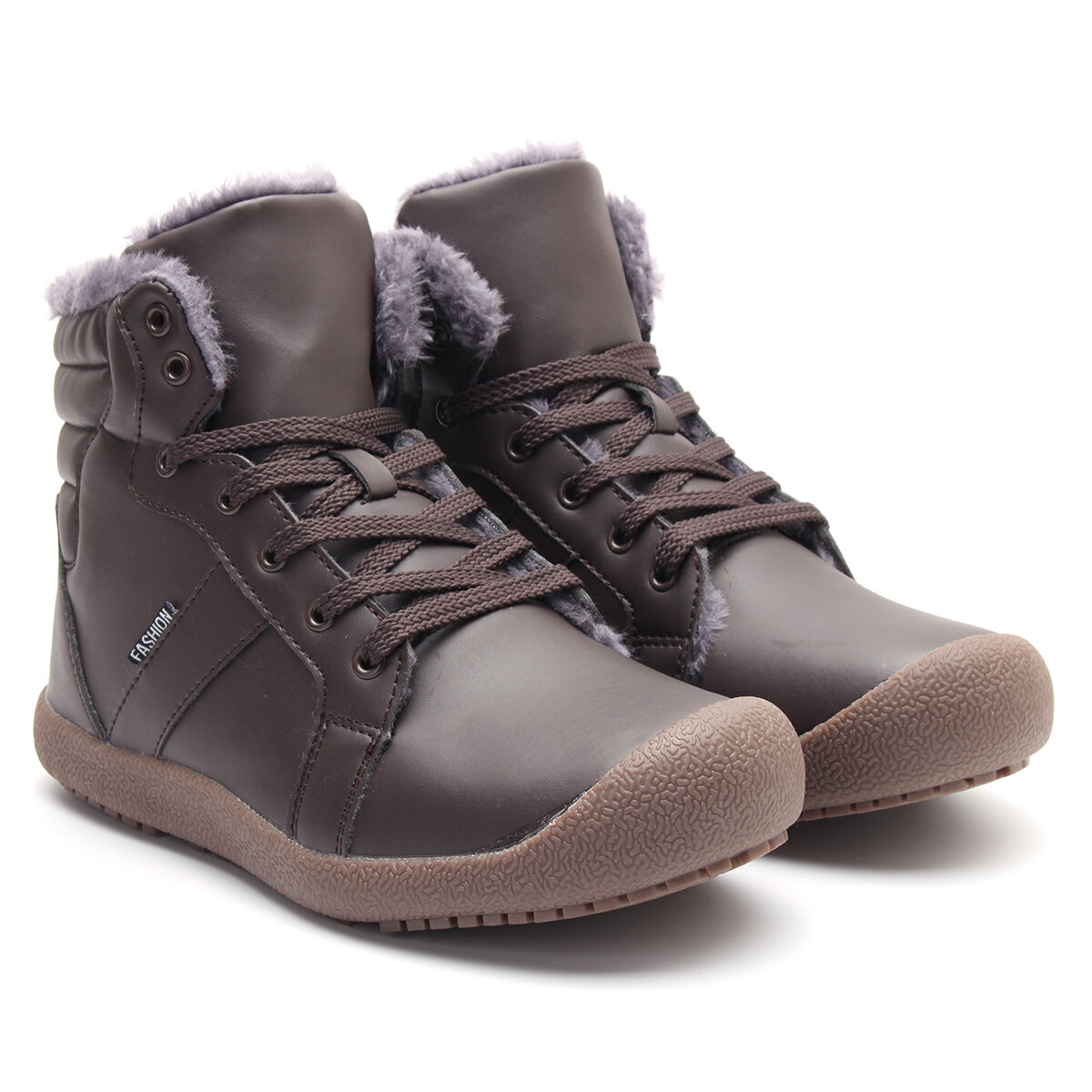 Erkek Kış Sıcak Kar Botu Su Geçirmez PU Yüksek Üst Bağcıklı Rahat Sneaker Ayakkabıları