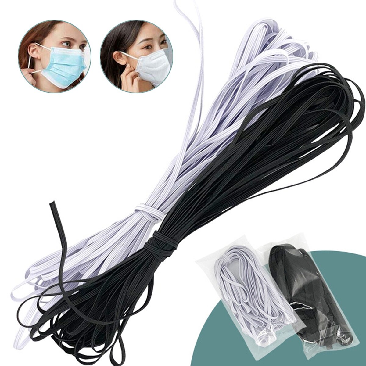10m elastische band voor gezichtsmasker Gebreid elastisch ambachtelijk naaien Elastisch koordmasker 