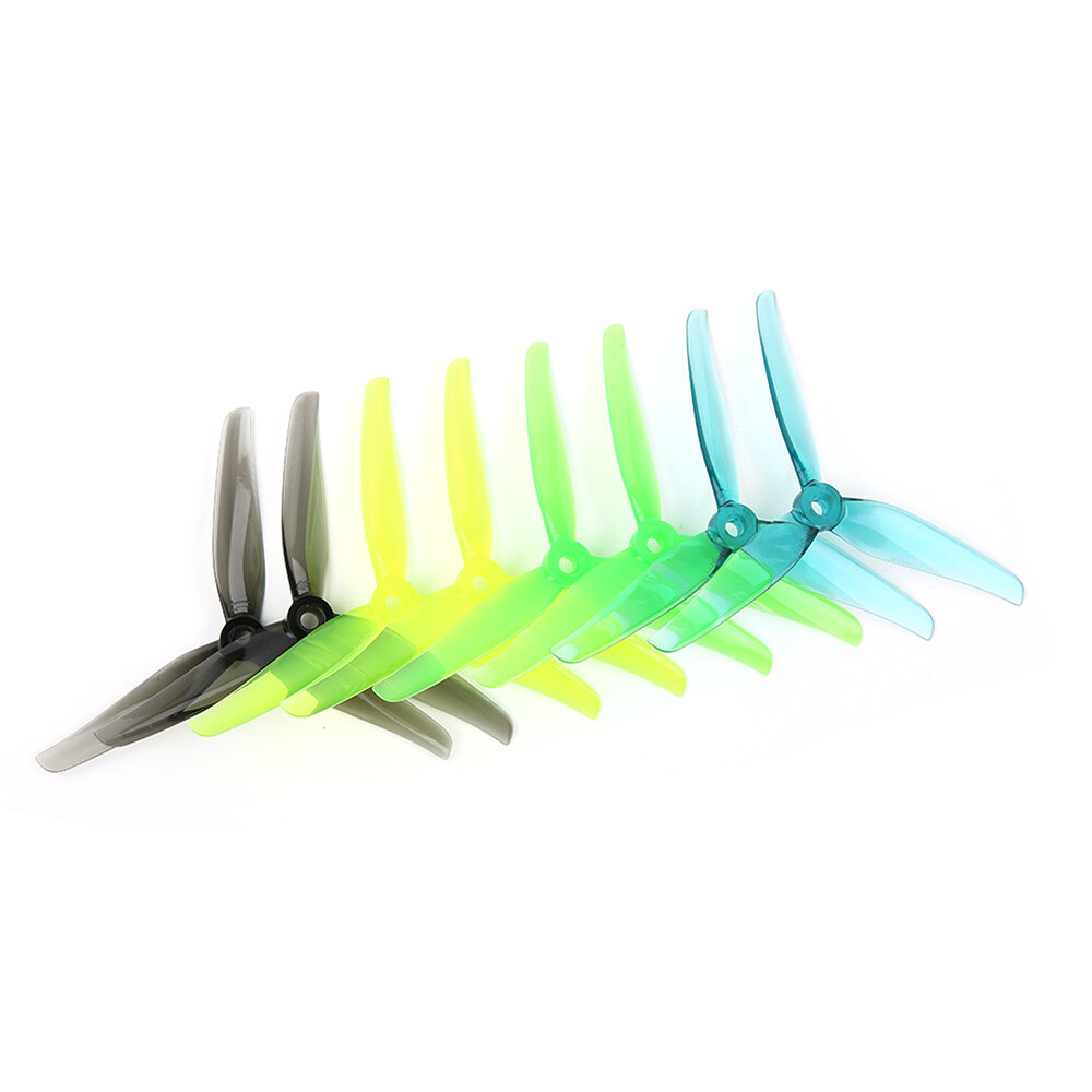 6 Pairs iFlight Nazgul F5 5.1Inch 3－blade 5mm Hole CW CCW Propeller for RC Racing FPV Drone － Transparent Green