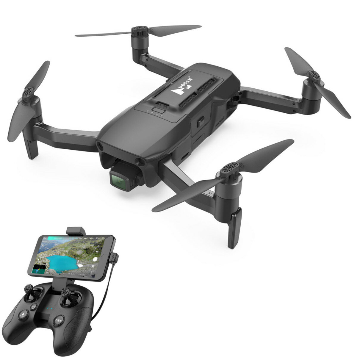 Hubsan SchwarzHawk1 GPS 9KM FPV Unterstützung 4G mit 4K 30fps HD Kamera, 3-Achsen-Gimbal, 37min Flugzeit, faltbarer RC Drohne Quadcopter RTF mit 2 Batterien