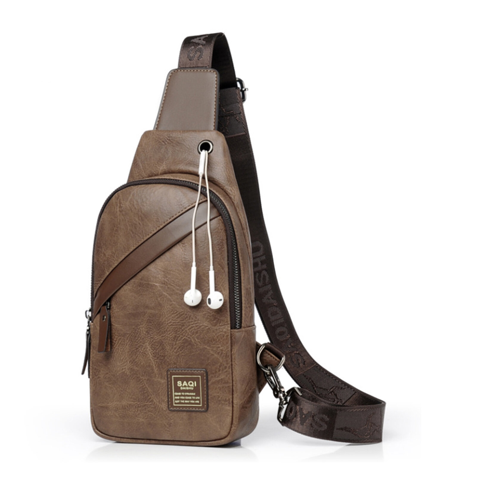 Menico Men Artificial Leather Vintage Chest Bag Multi-compartment Large-capacity Wear-resistant Shoulder Messenger Bag