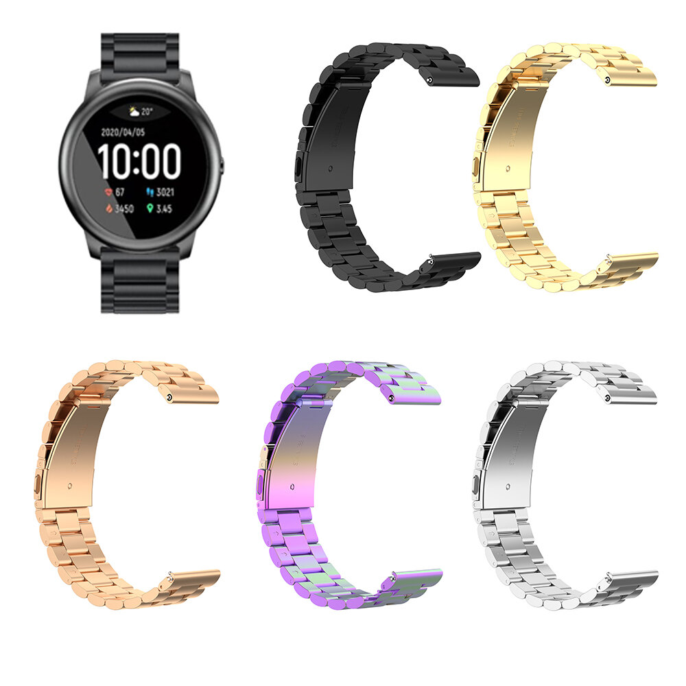 Bakeey 22 mm universele horlogeband drie kralen massieve horlogeband voor Haylou Solar / Huawei horl