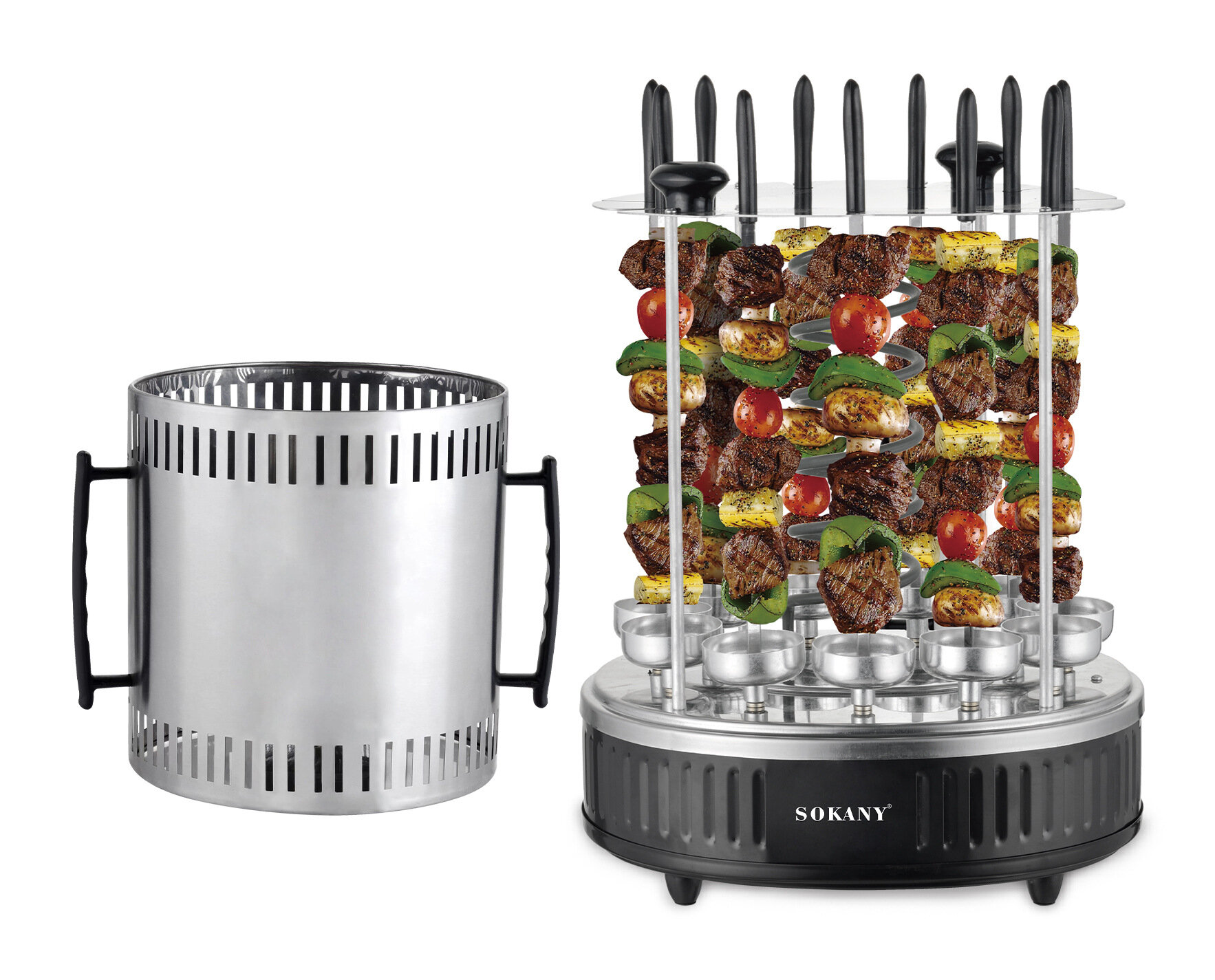 SOKANY 6114 Barbecue Oven Home Automatic Rotary Skewer Machine Smokeless BBQ Plate