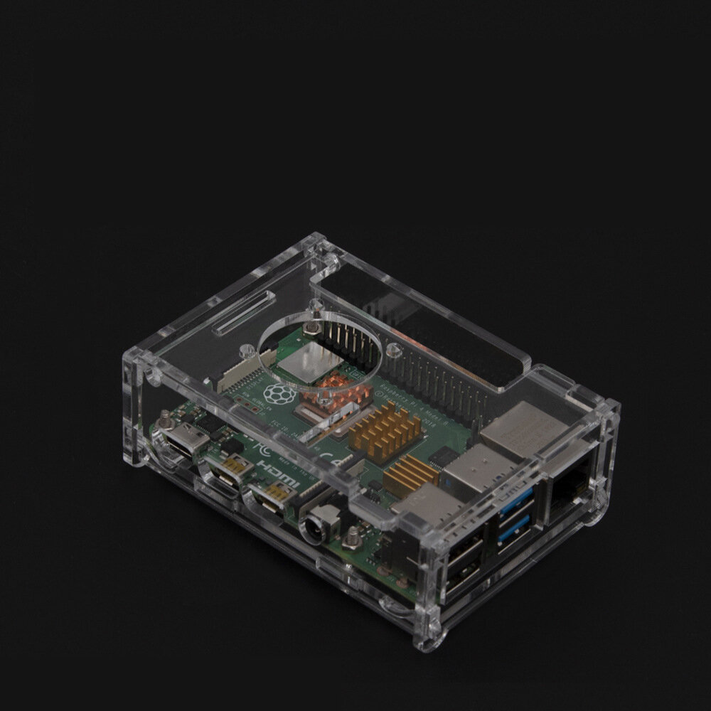 Transparent Acrylic Raspberry Pi 4B Case Box Support Cooling Fan Instal