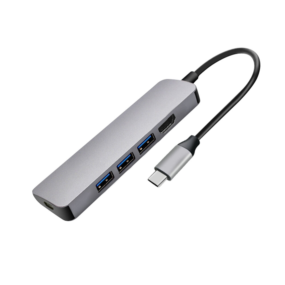 JULI 543A 5 in 1 USB 3.1 Type C Data HUB met 3 * USB 3.0 4K HD PD laadstation voor tablet-laptop