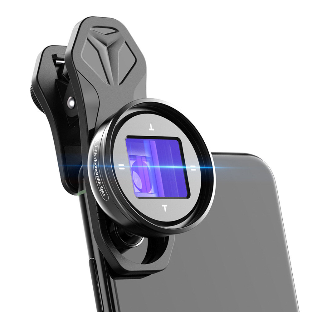 Objectif anamorphique APEXEL 1,33X pour téléphone professionnel, objectif de caméra de téléphone pour vlog cinéma HD 4K grand écran pour tous les smartphones