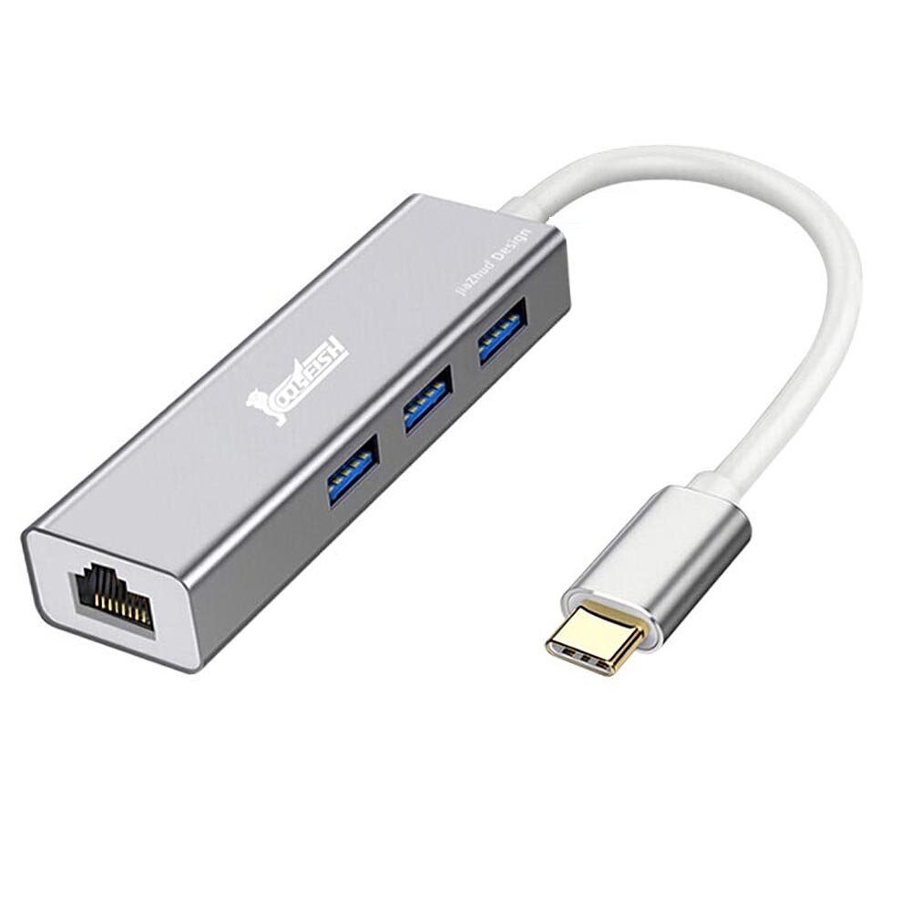 

Cool Fish CH3 Type-C to USB3.0 Rj45 Hub Docking Station 4 in 1 Extender Gigabit Network Card Adapter
