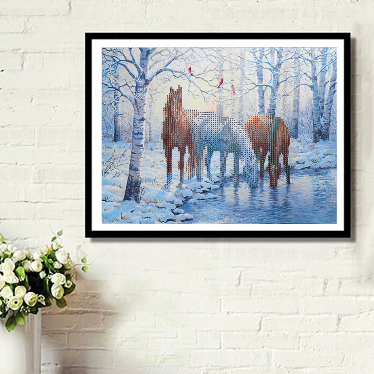 

DIY 5D Diamond Painting Winter Horse Art Craft Embroidery Stitch Kit Handmade Wall Decorations Gifts for Kids Adult