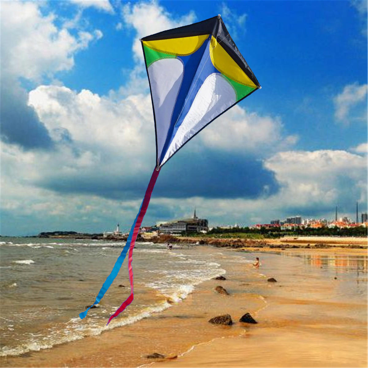 26''×30'' Diamond Delta Kite Outdoor Sports Toys For Kids Single Line Blue Toys
