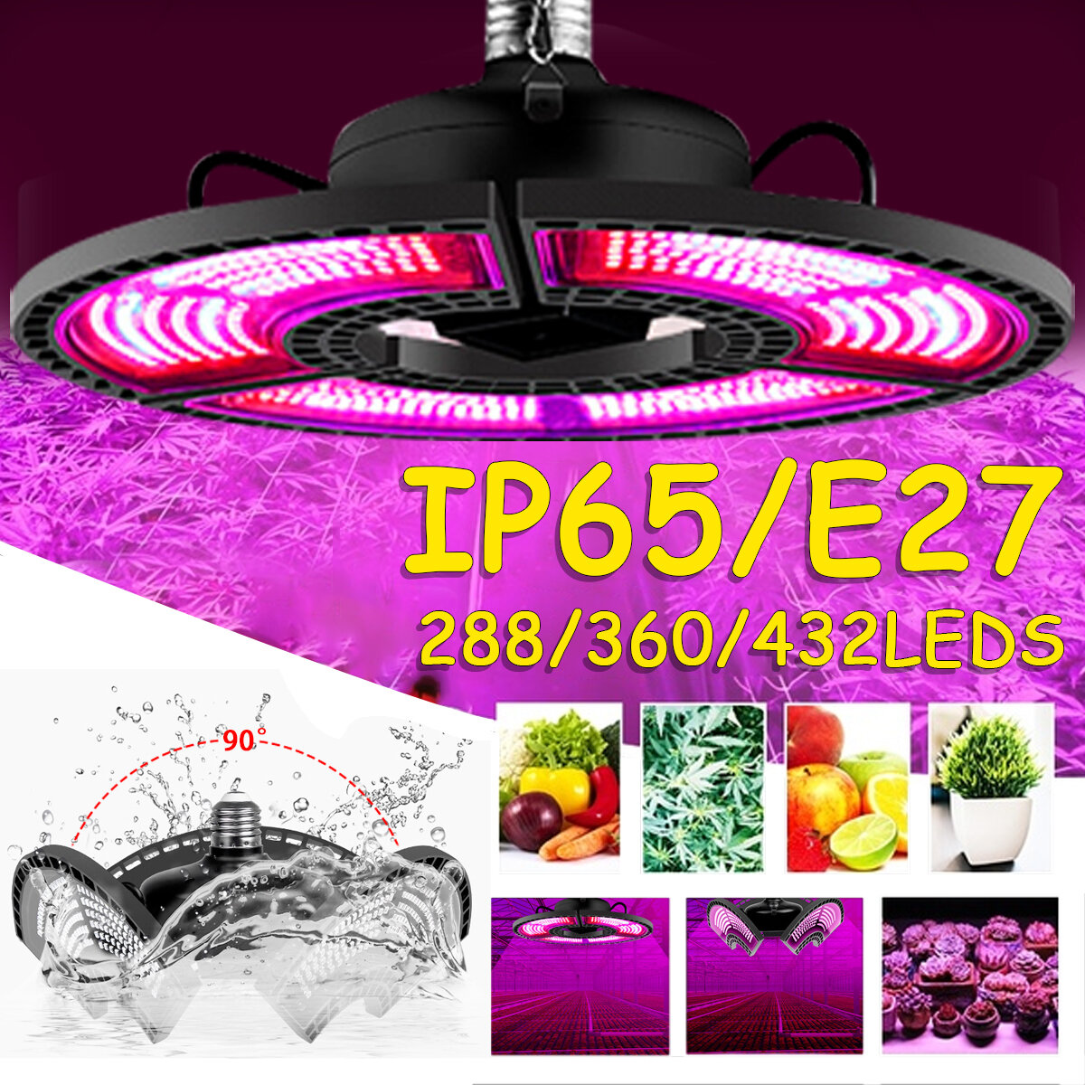 E27 LED élèvent la lumière ampoule à spectre complet ampoule hydroponique pour plante dintérieur fleurir AC100-277V