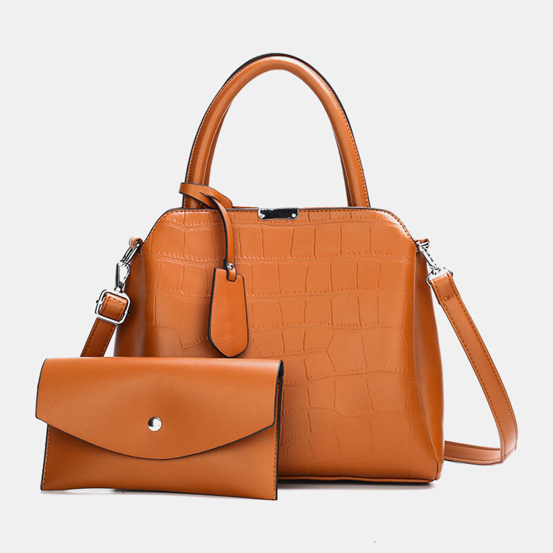 

Women 2PCS PU Leather Alligator Pattern Casual Business Multi-carry Handbag Shoulder Bag Crossbody Bag