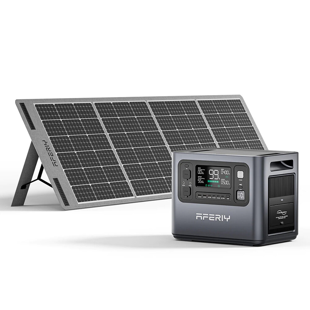 [UK Direct] Aferiy P210 2400W 2048Wh Portable Power Station +1* S200 200W Solar Panel, LiFePO4 Battery Deep Cycles UPS Pure Sine Wave Camping RV Home Emergency Portable Solar Generator Backup Power
