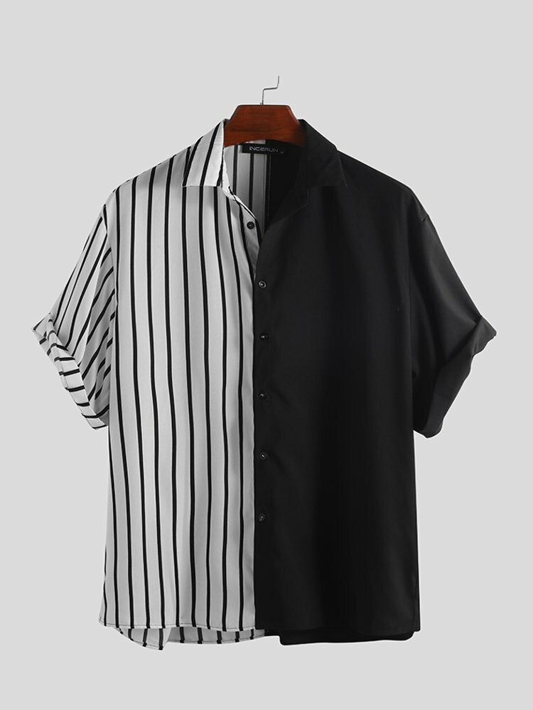 Mens black and patchwork design splicing fashion shirts Sale Banggood.com sold notice-arrival notice