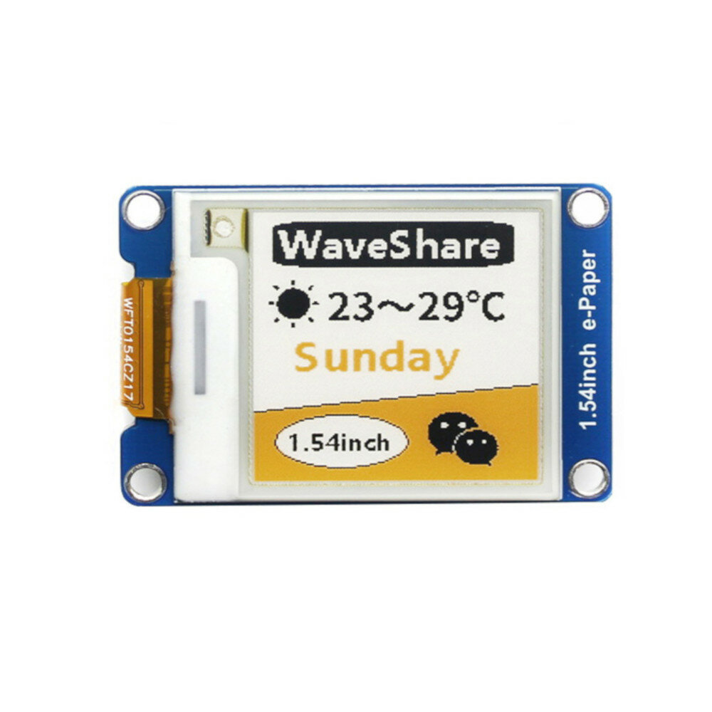 Waveshare® 1.54 inch ink Screen Module 152x152 Elektronisch Papier SPI Interface Geel Zwart en Wit Driekleurig Display