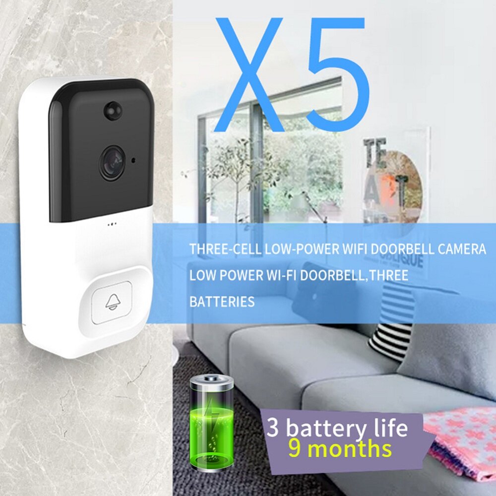 

X5 Smart Home1080P HD Wireless WiFi Video Doorbell Phone Monitoring Low Power Anti-theft PIR Night Vision