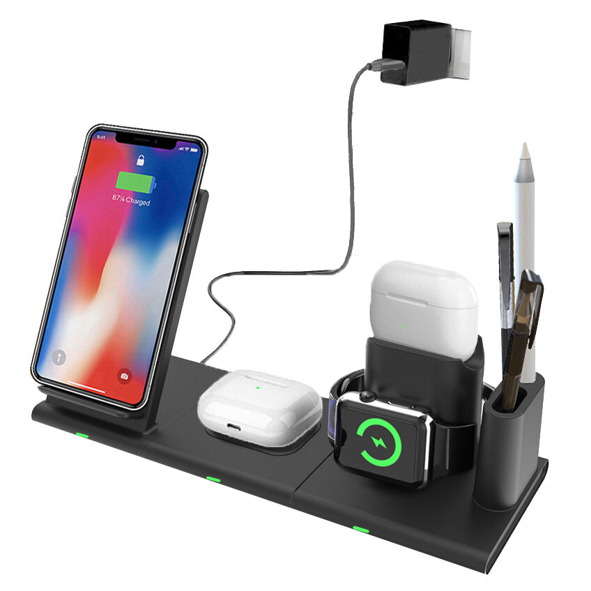 

SMAMAO Multi-Functional 5-In-1 Wireless Charger Dock Charging Station Desktop Holder for iPhone / Type-C Interface Devic