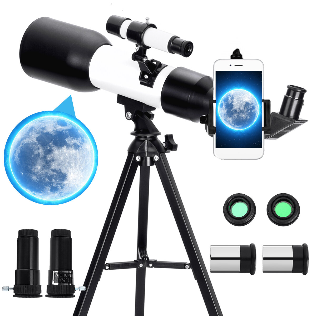 Eyebre csillagászati távcső 60 mm-es rekesz 360 mm-es gyújtótávolságú állvány kültéri kempingtávcső telefontartóval