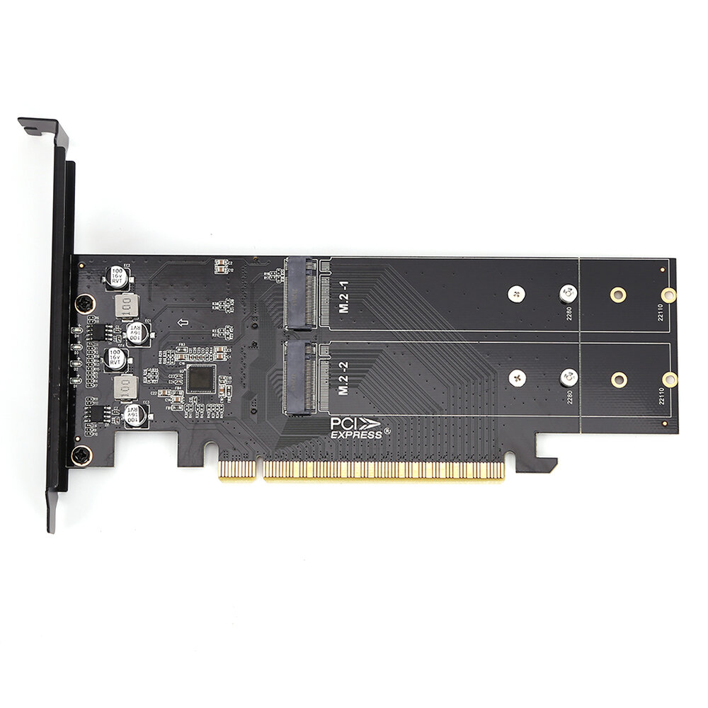 PCI-E 4.0 X16 to M.2 M Key NVME 4 Bays Hard Drive Adapter 8000MB/s Soft Raid Array Card Support M.2 