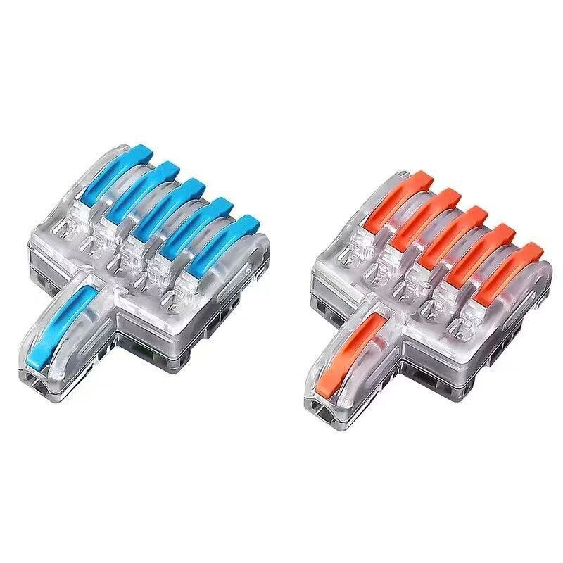 LUSTREON F15 Wire Connector 1 In 5 Out Color Handle Branch Terminal Transparent Shell Combined Butt-Type Parallel Connec