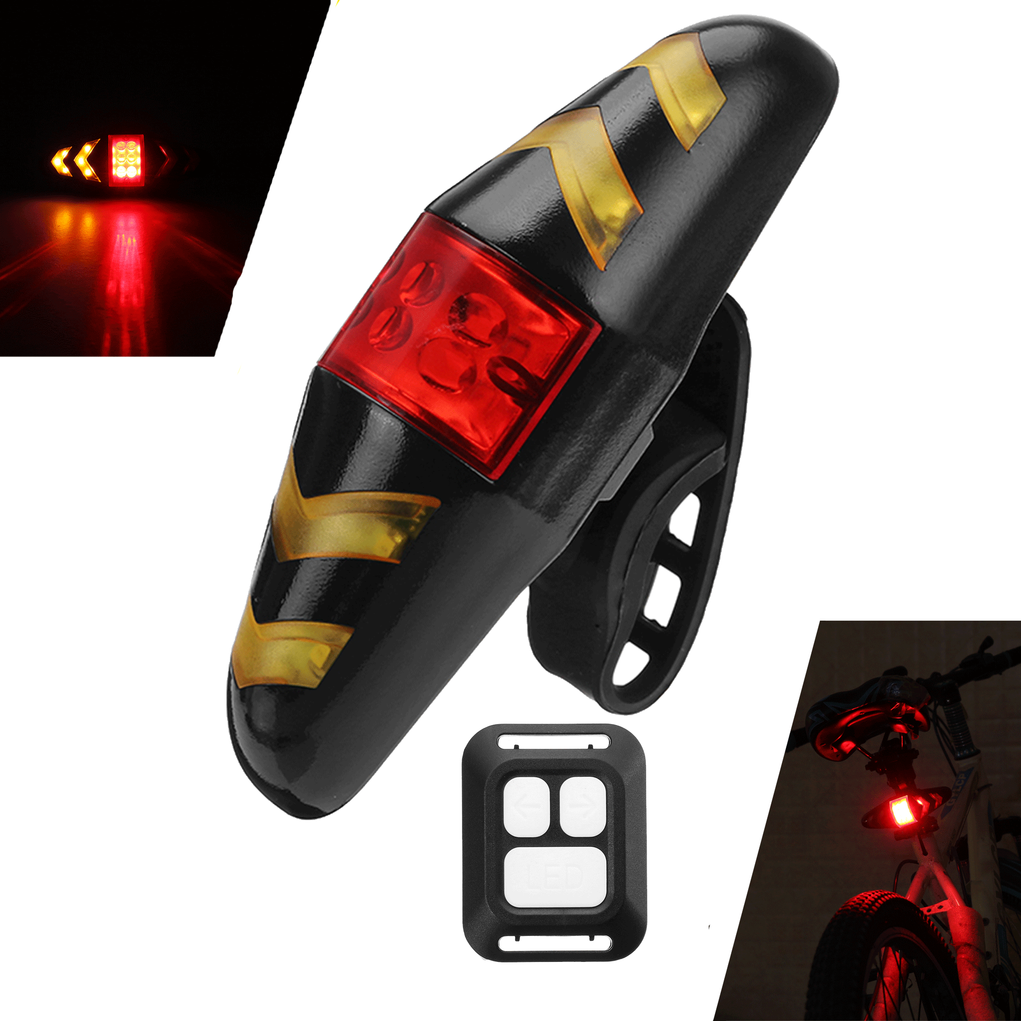 Bicycle Bike Rear LED Tail Turn Signal Light With Remote Control Rechargeable US