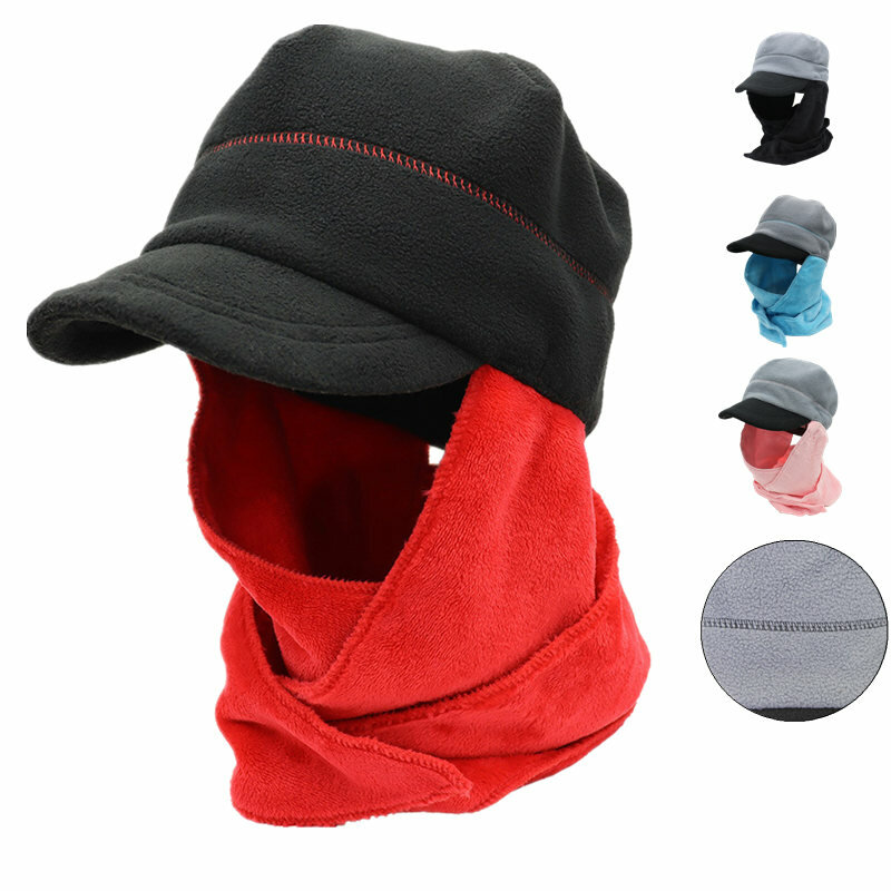 Winter Warm Hat Men Women Windproof Cap With Scarf Add Wool Cap Female Hat Outdoor Riding Ski Fishing Hoods Mask Bonnet