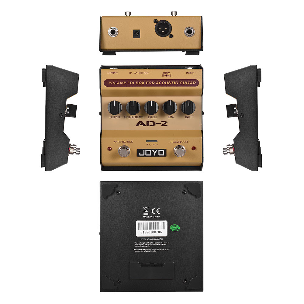 

JOYO AD-2 Portable Preamp DI Box Acoustic Guitar Effect Pedal 2-Band Balance with 5 Basic Tune Adjustment Knobs for High