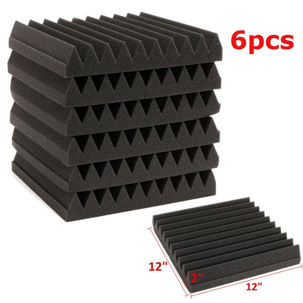 

6Pcs 30x30x5CM Soundproofing Acoustic Wedge Foam Tiles Wall Panels