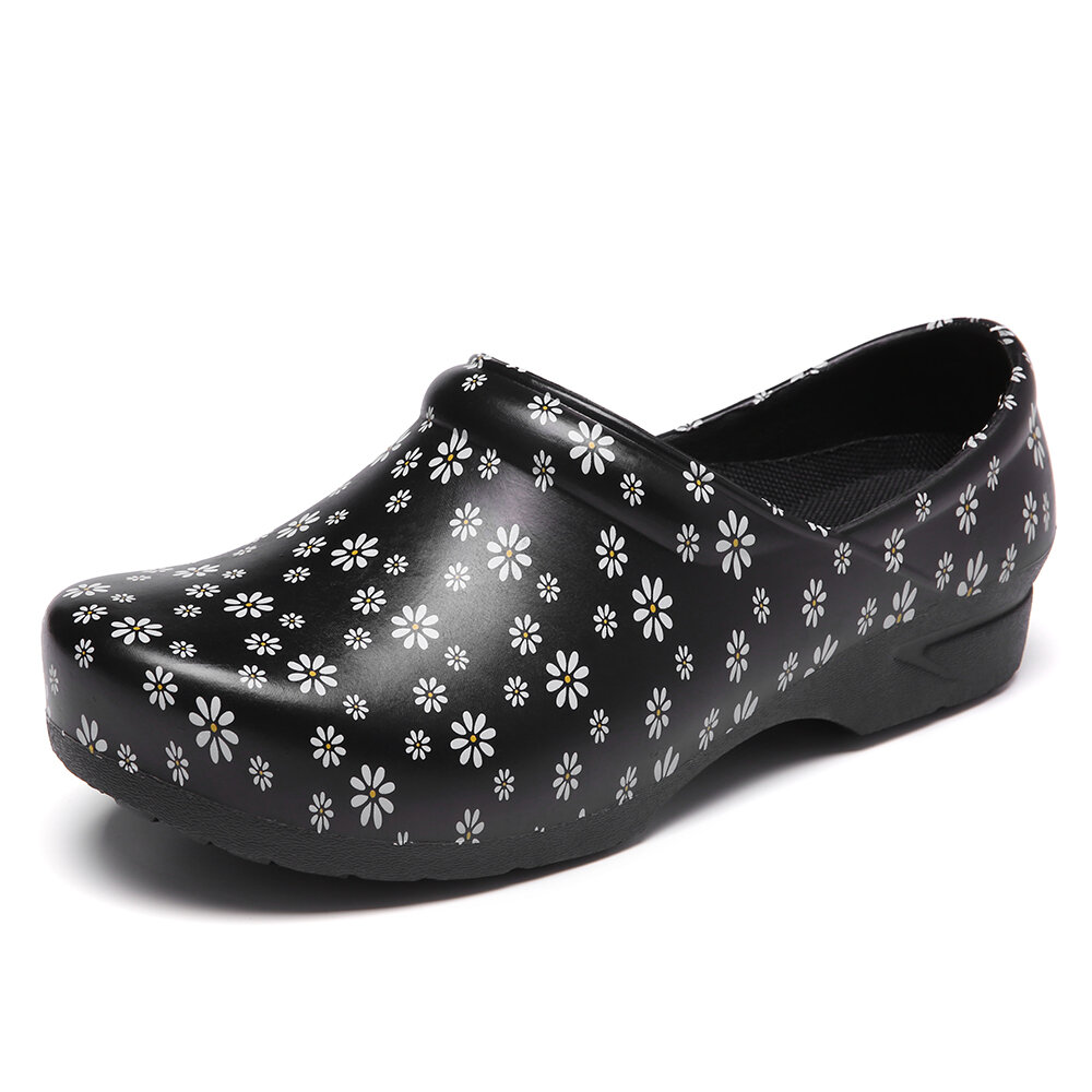 SOCOFY Floral Lichtgewicht Floral Slip-on Waterproof Antislip Garden Working Shoes Nursing Shoes