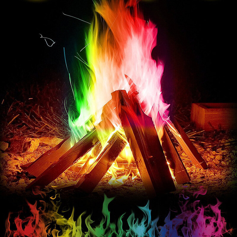 0 г мистического огня цветной магический пламя для костра, вечеринки у костра, камина, порошковая магия, трюк с пиротехникой, игрушка.