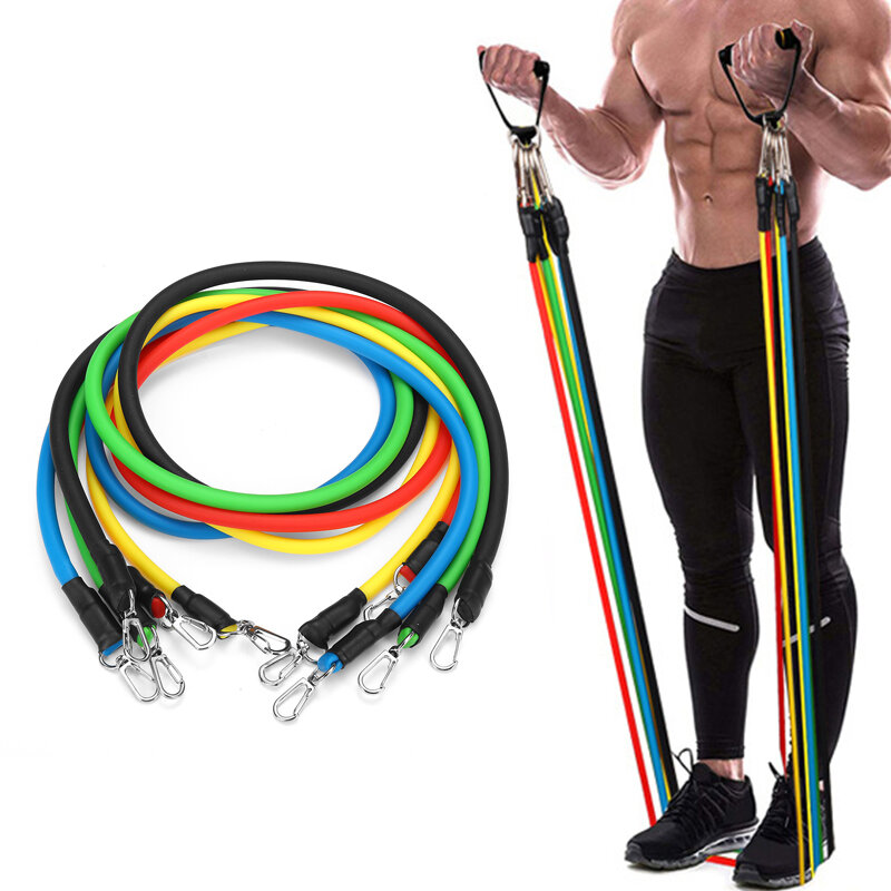11pcs Resistance Bands Set Pull Rope Home Gym Equipment Fitness Yoga Exercise UK