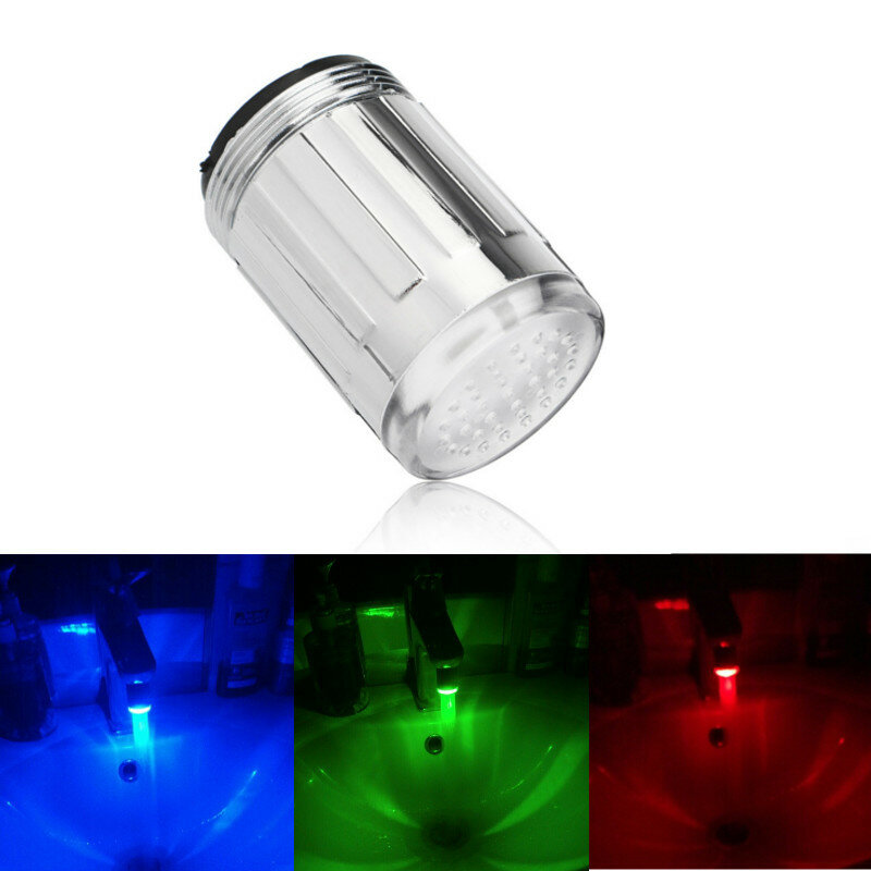 LED Light Water Tap Faucet Extender Temperature Sensor RGB Glow Shower Stream Shower Head Faucet Aer