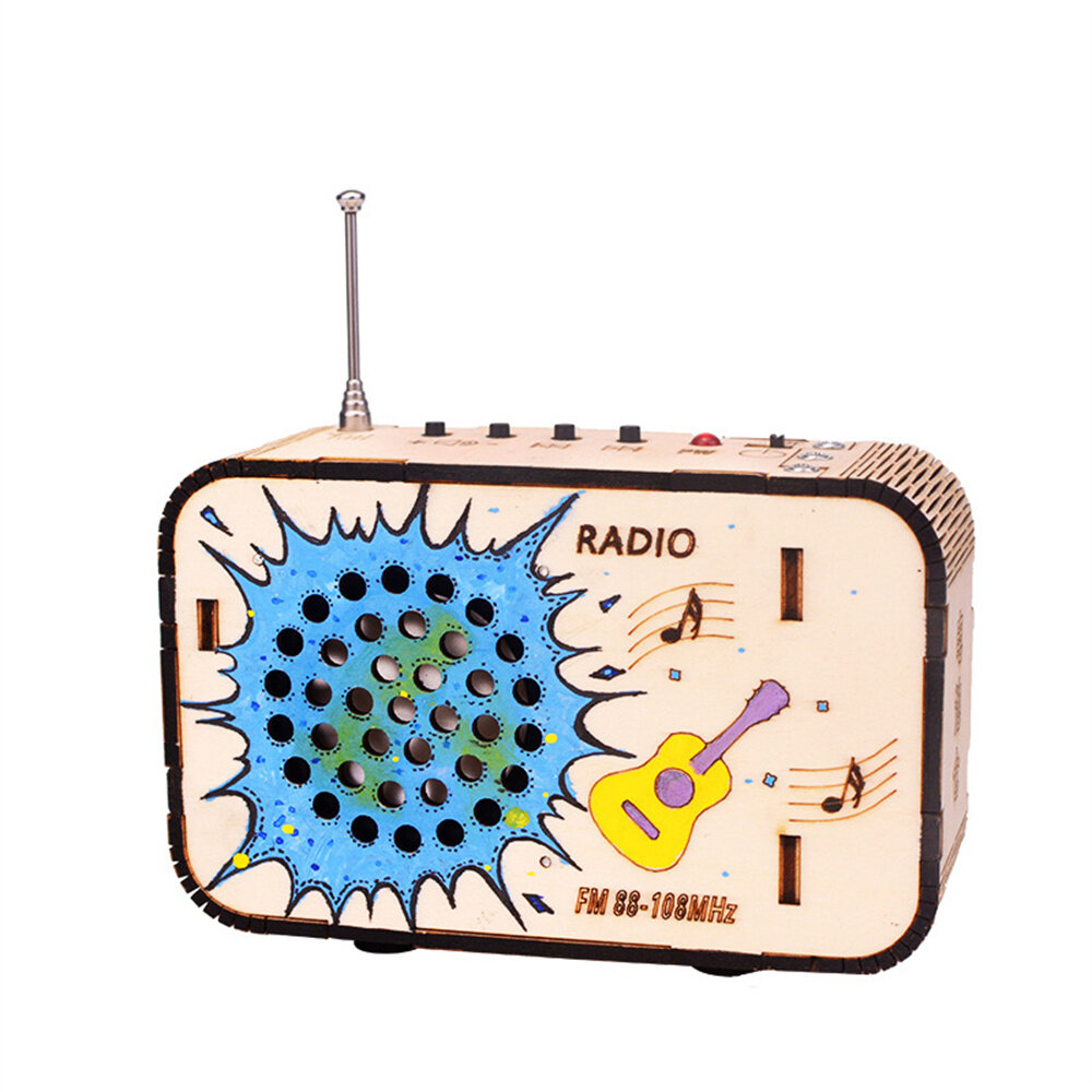 

Small Science Technology Mini Wooden DIY Radio Models Handmade Homemade Assembly Puzzles Color Crafts