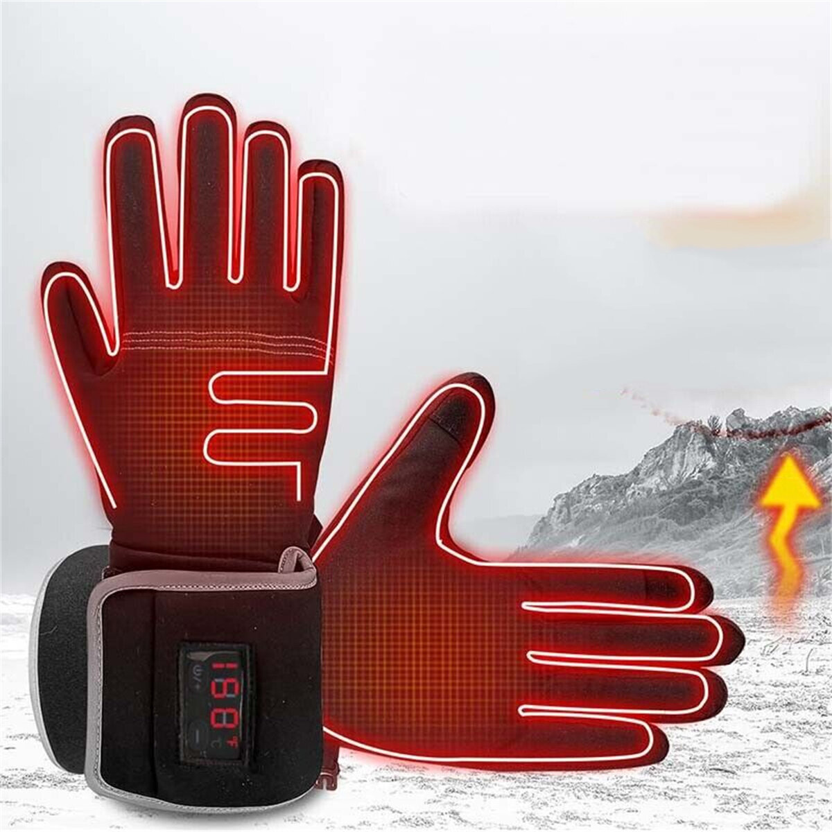 Elektrisch beheizbare Handschuhe, wiederaufladbar mit 2200mAh, wasserdicht und warm für Frauen und Männer mit LED-Temperaturanzeige für Sport im Freien, Skifahren, Motorradfahren, Jagd