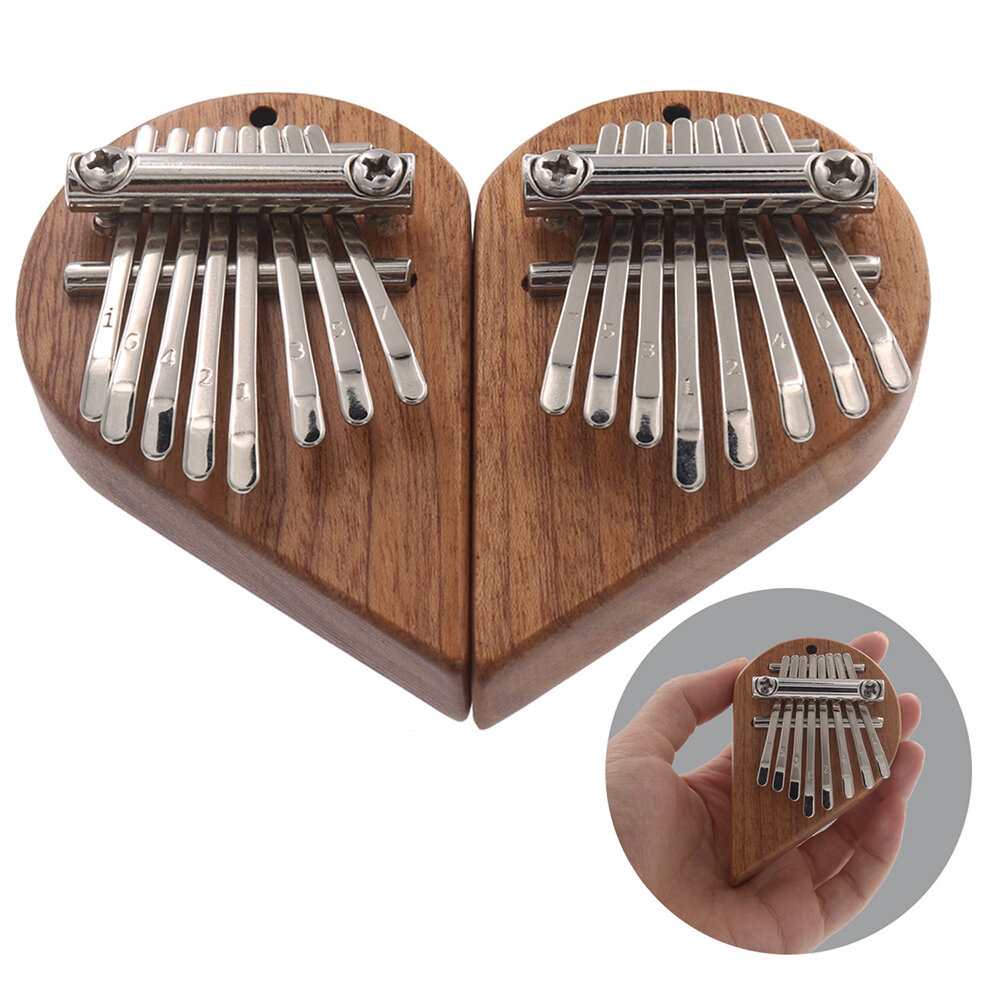 8 Tone Mini Kalimba Mini Love Heart Shape Thumb Piano Wood + Metal Material Kalimba For Beginners/Gi