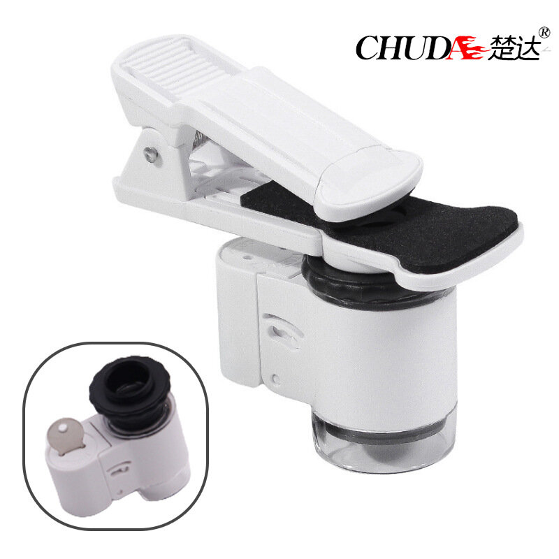 

ChuDa 9882AW Mobile Phone Microscope Clip 45x Magnification with Dual LED Illumination and UV Light ABS Shell Acrylic Op