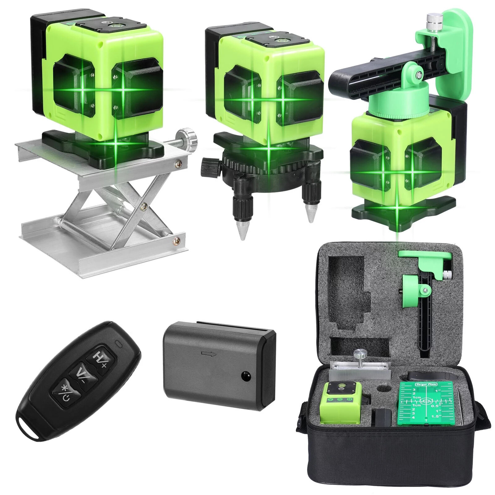 Mini Multifunctional 12 Lines Green Light Laser Level 3° Self-leveling USB Rechargeable Lithium Battery Leveling Tool wi