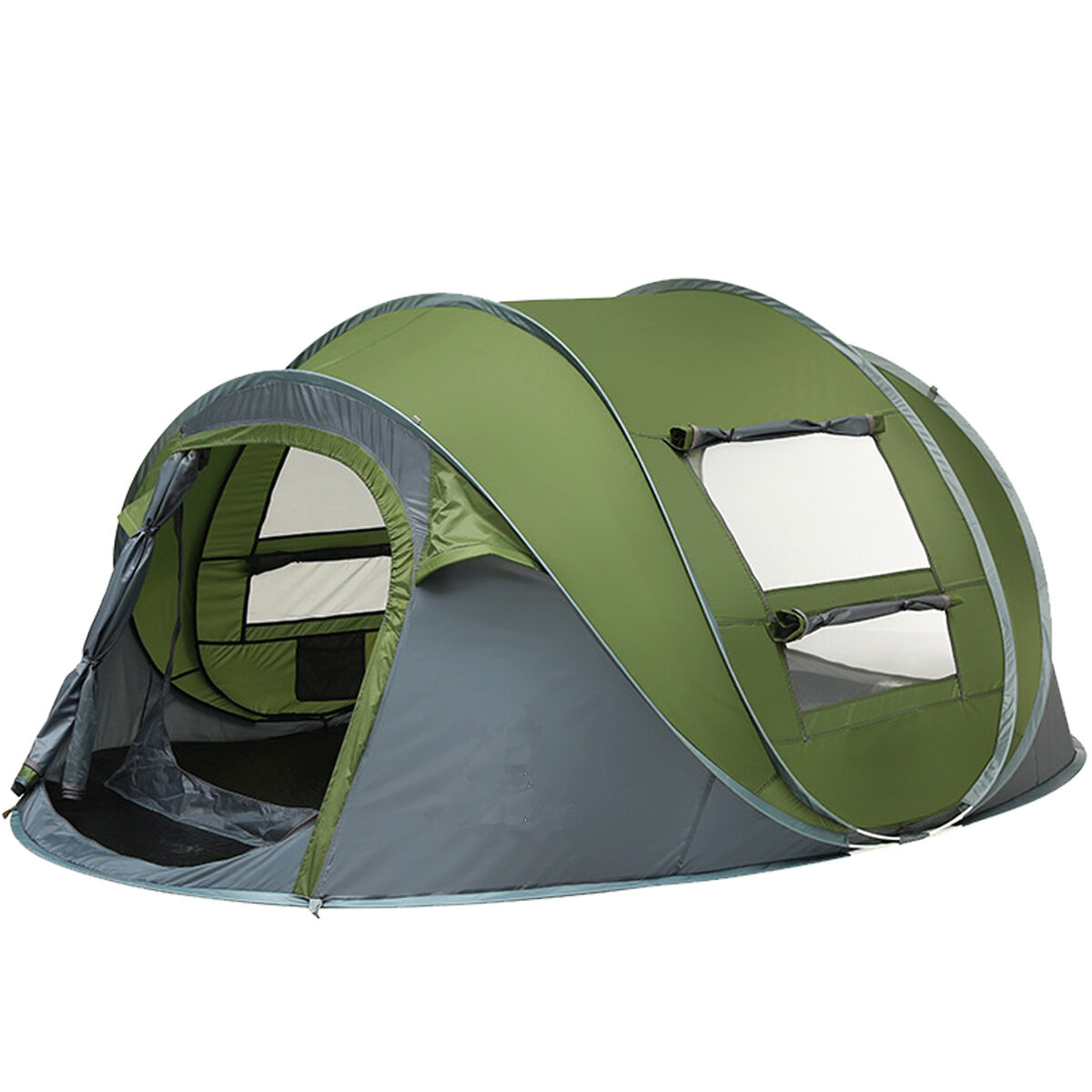 Tenda da campeggio per 3-4/5-8 persone con doppia porta, traspirante, automatica, impermeabile, con tenda parasole per attività all'aperto come escursioni o spiaggia.